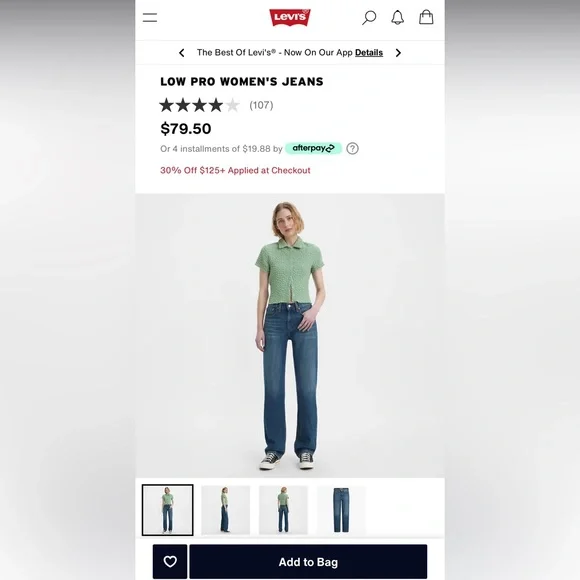 Levi’s Low Pro Women’s Jeans. No Woods- Dark Wash. size 26. - Picture 5 of 6